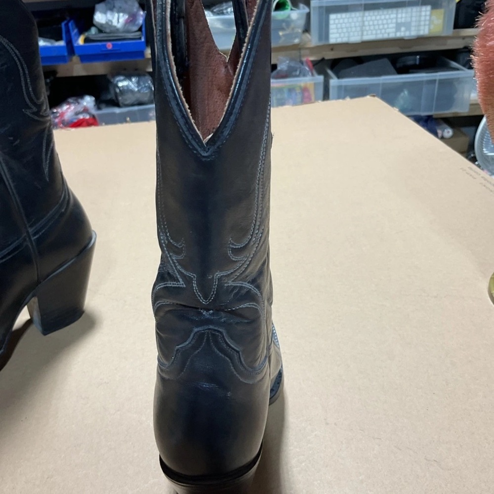 CABORCA Leather Cowboy Boots Women’s Zs 7.5 Black Embroidered - Picture 4 of 15